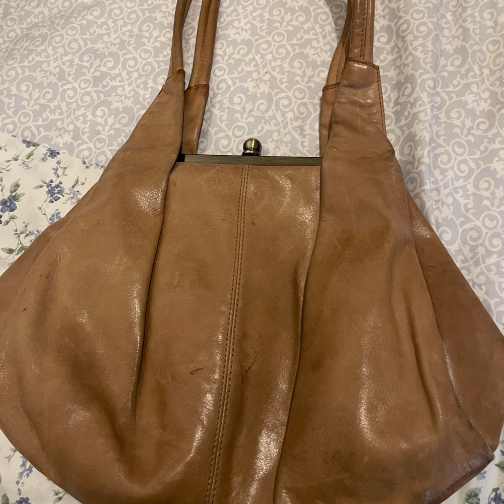 HOBO Tan Leather Hobo Bag with kisslock - Picture 3 of 4